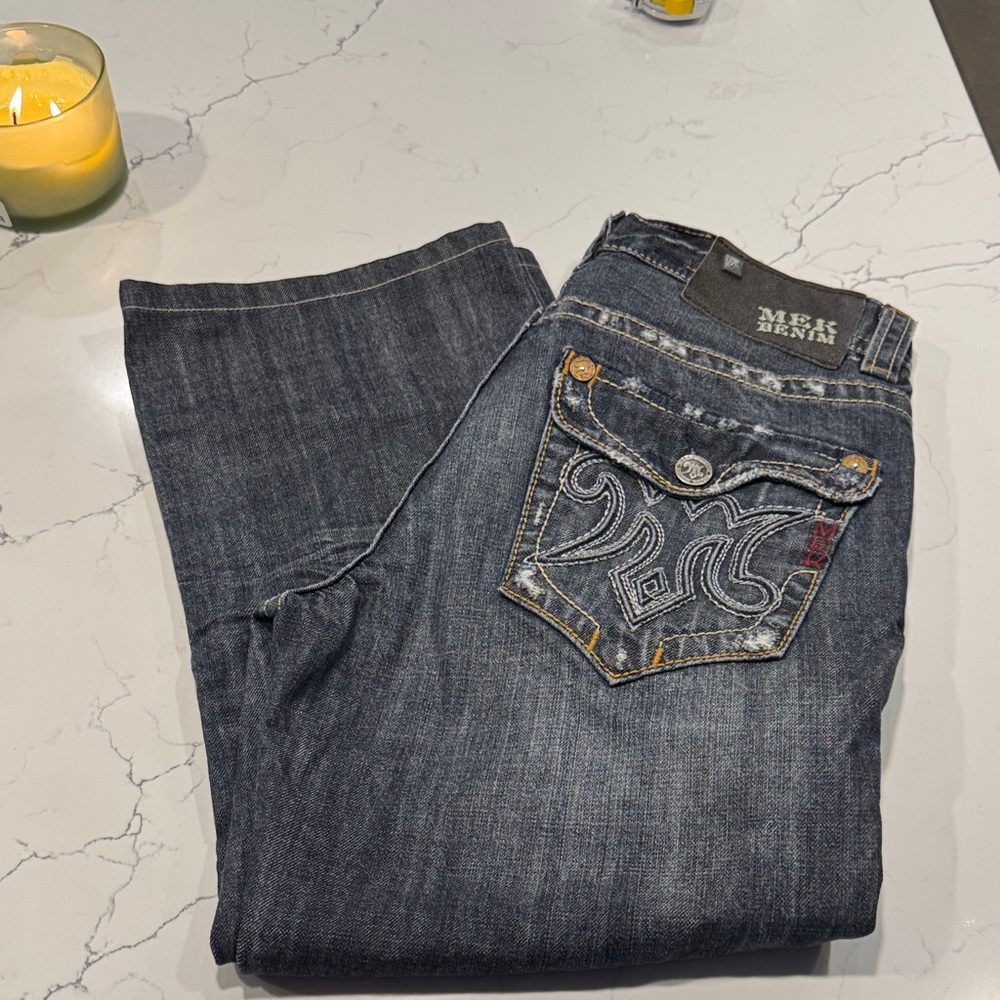Men's Blue Jeans with Embroidered Pocket